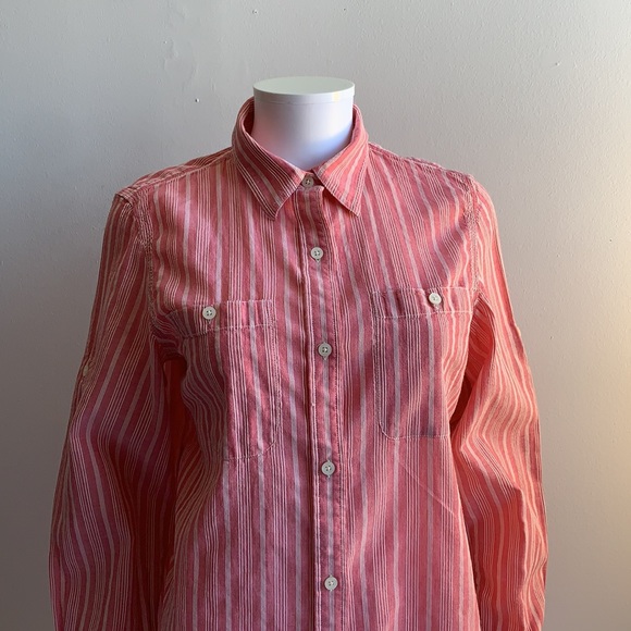Pink Striped Lauren Cotton Blouse Petite Large - Picture 2 of 8